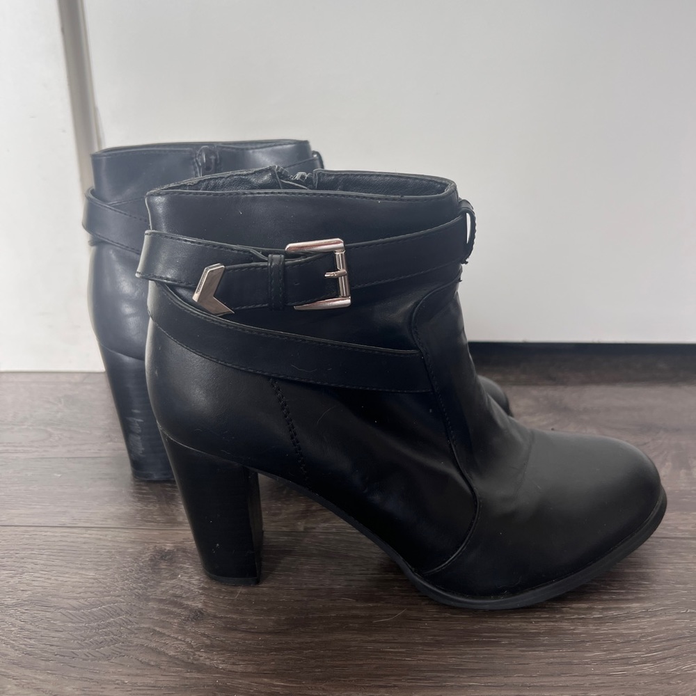 Black Heeled Buckle Booties